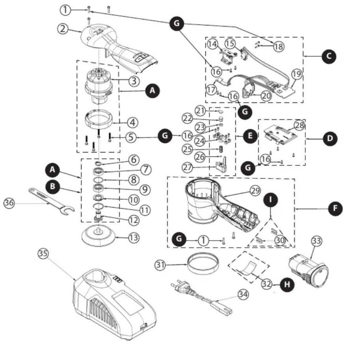 Mirka AROS-B 325 - Exploded view - 1