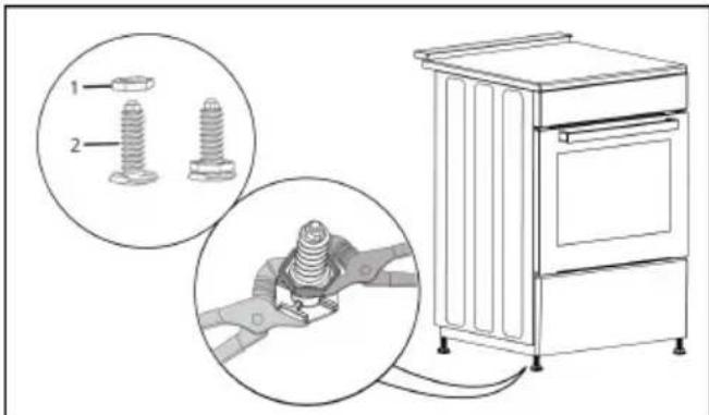 WHIRLPOOL YUFE50M4SS - Ajuste de la pata - 1