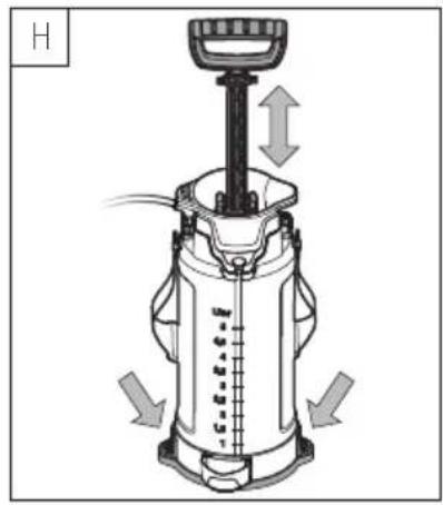 Technical diagram of a vacuum cleaner with labeled components and directional arrows indicating motion or flow.