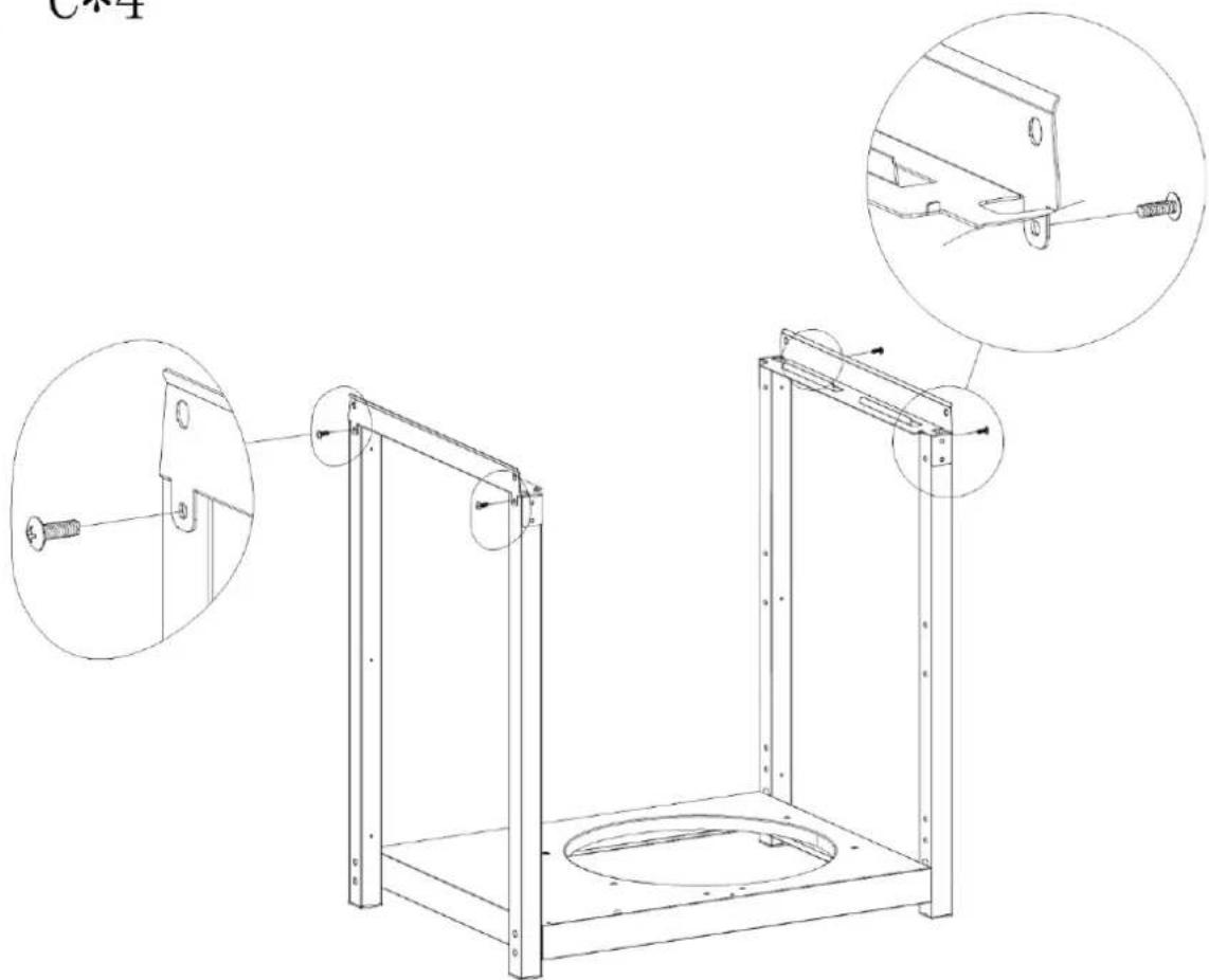 Technical diagram of a mechanical lifting device with close-up views and component annotations