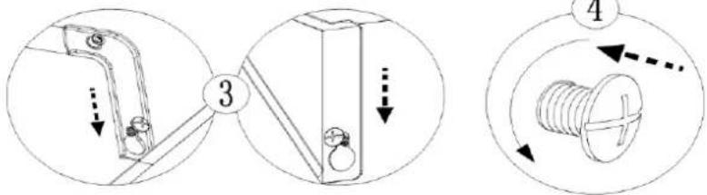Technical diagram showing three-step assembly steps: bracket connection, fastening, and fastening with labeled components.