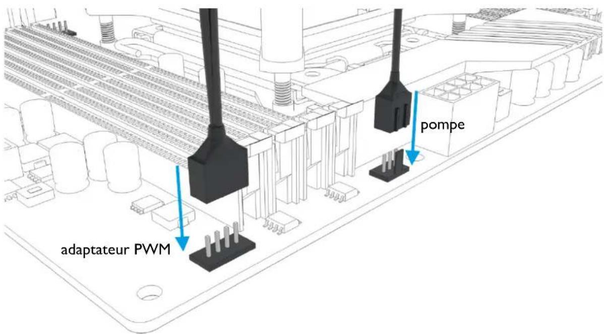 Alphacool Eisbaer 280 - BRANCHEMENT DES VENTILATEURS ET DE LA POMPE - 2