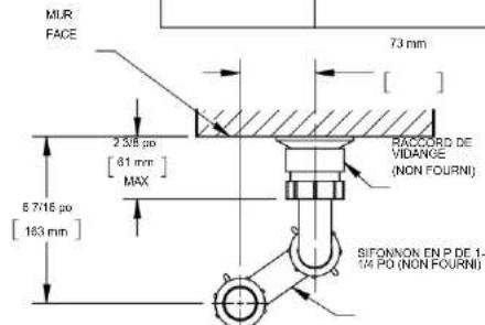 Haws 1212SFVN - Emplacements autorisés pour la SORTIE de drainage - 1