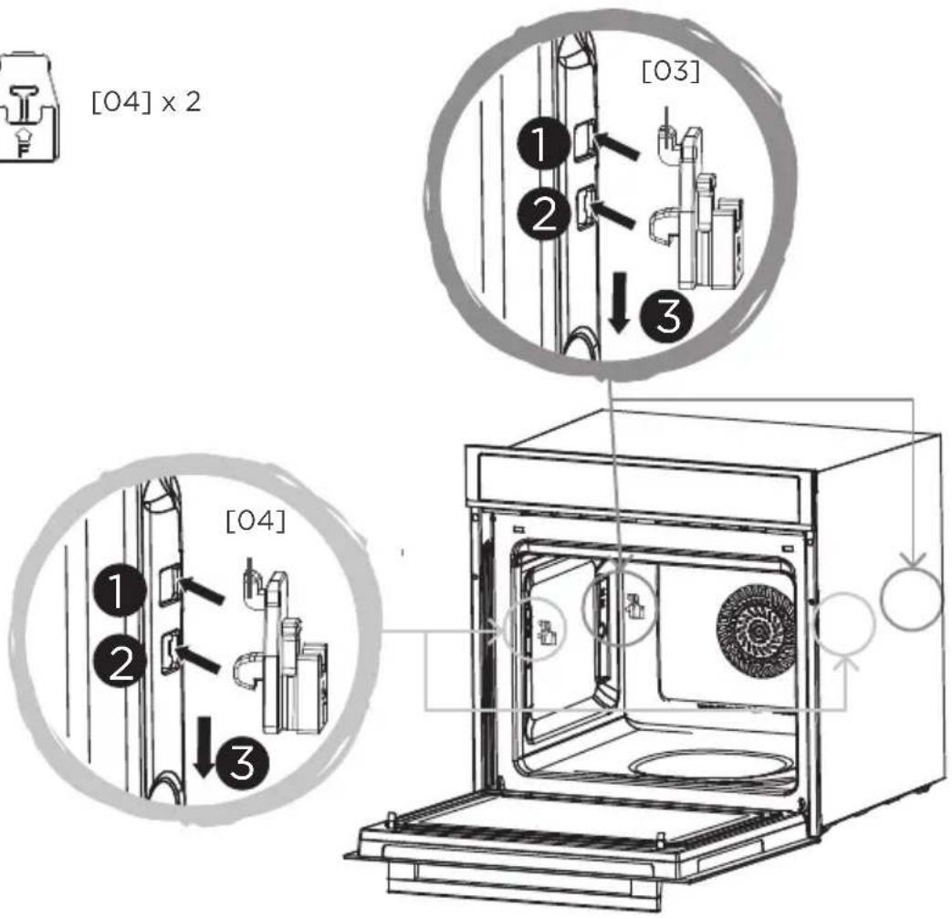 MIDEA MCOTV950E4MO-BK - Installazione delle clip in ceramica e delle guide laterali - 3