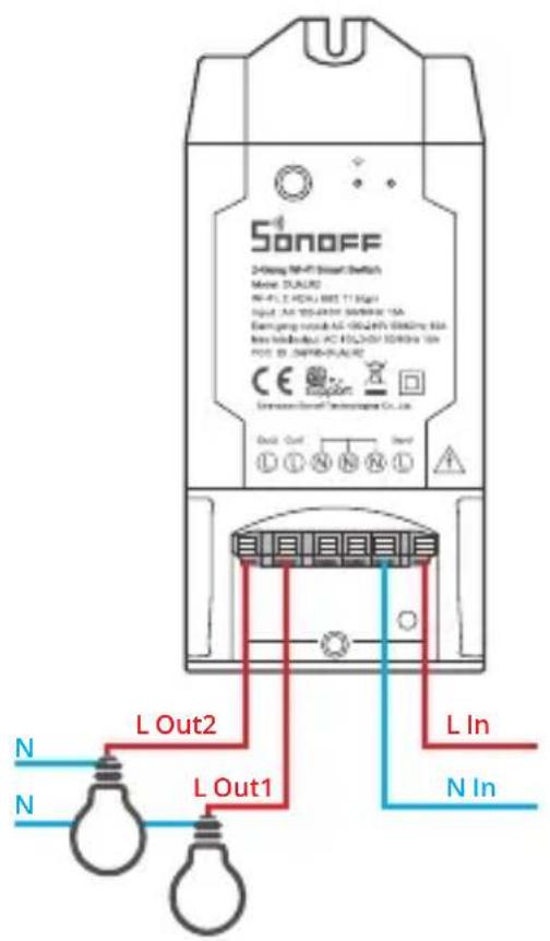 Sonoff DUALR2 - Wiring instruction - 1
