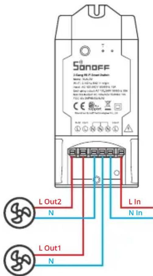Sonoff DUALR2 - Instructions de câblage - 2