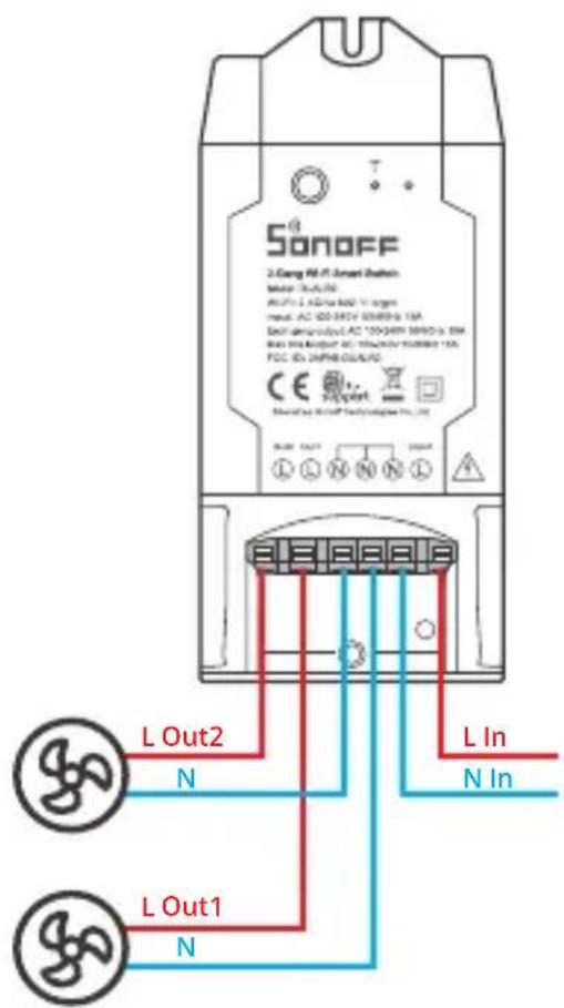 Sonoff DUALR2 - 接线 - 2