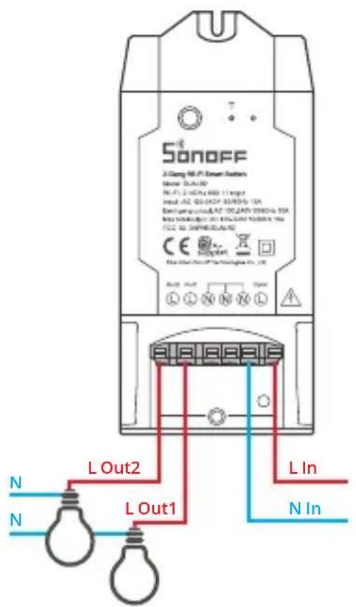 Sonoff DUALR2 - Instructions de câblage - 1