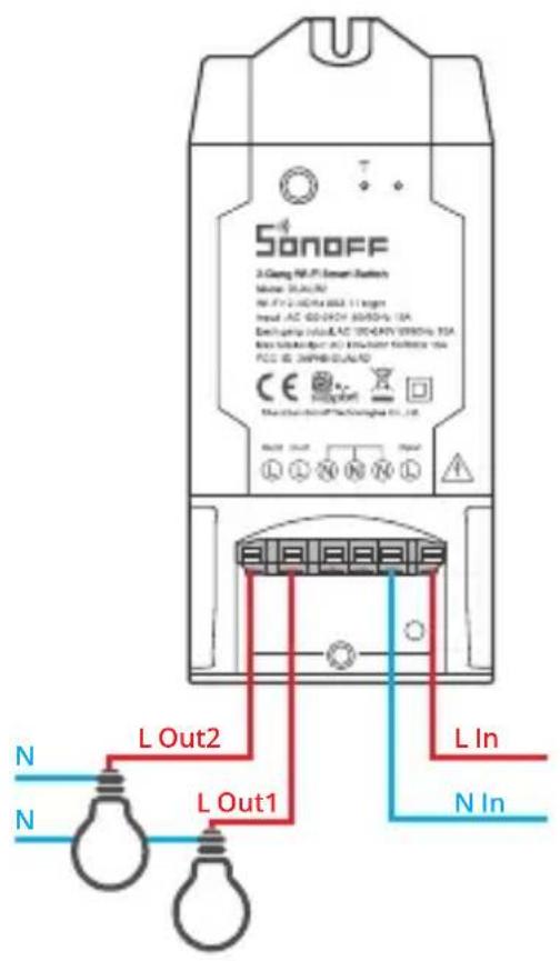 Sonoff DUALR2 - 接线 - 1