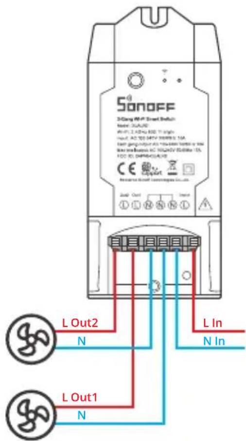 Sonoff DUALR2 - Instrucciones de cableado - 2