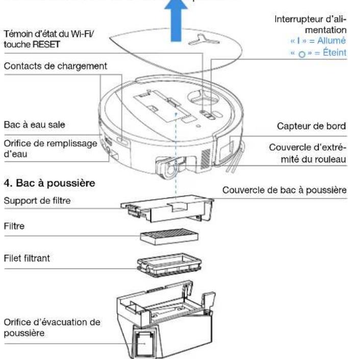ECOVACS DEEBOT T80S OMNI - À l'intérieur du DEEBOT (sous le couvercle supérieur) - 1