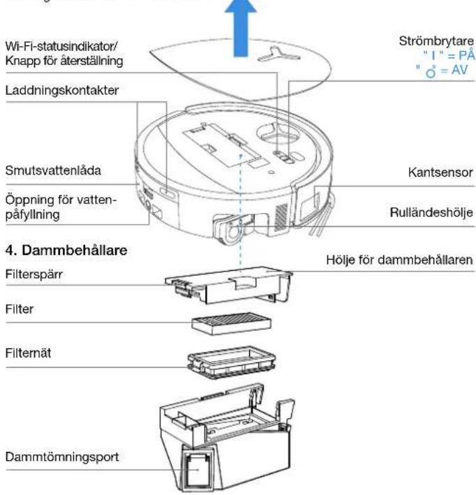 ECOVACS DEEBOT T80S OMNI - Inuti DEEBOT (under den övre luckan) - 1