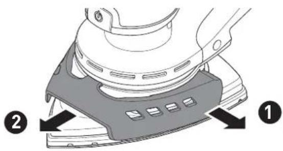 Diagram showing a mechanical device with labeled parts, including numbered annotations 1 and 2.