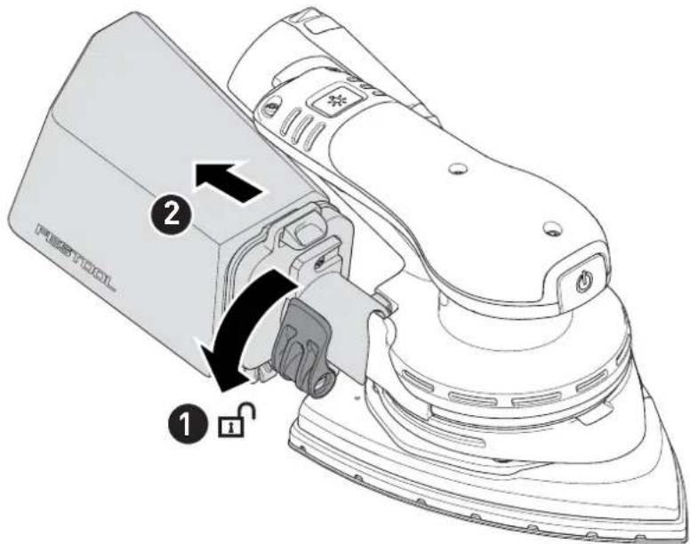 Technical diagram of a power switch with labeled parts and lock mechanism indicator