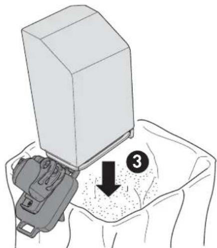 Diagram showing a device pressing down on a surface with labeled component 3 and directional arrow