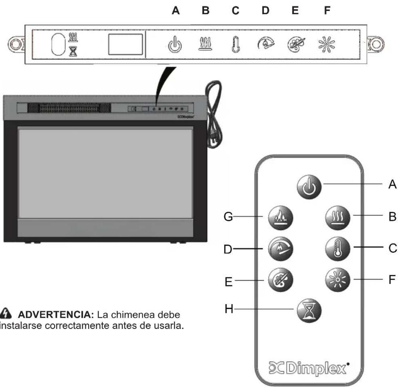 DIMPLEX XHD28G - Panel táctil y controles remotos - 1