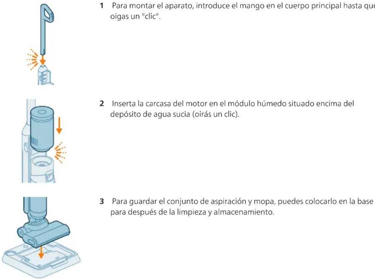 PHILIPS AquaTrio Series 7000 XW7264 - Montaje del conjunto de aspiración y mopa - 1