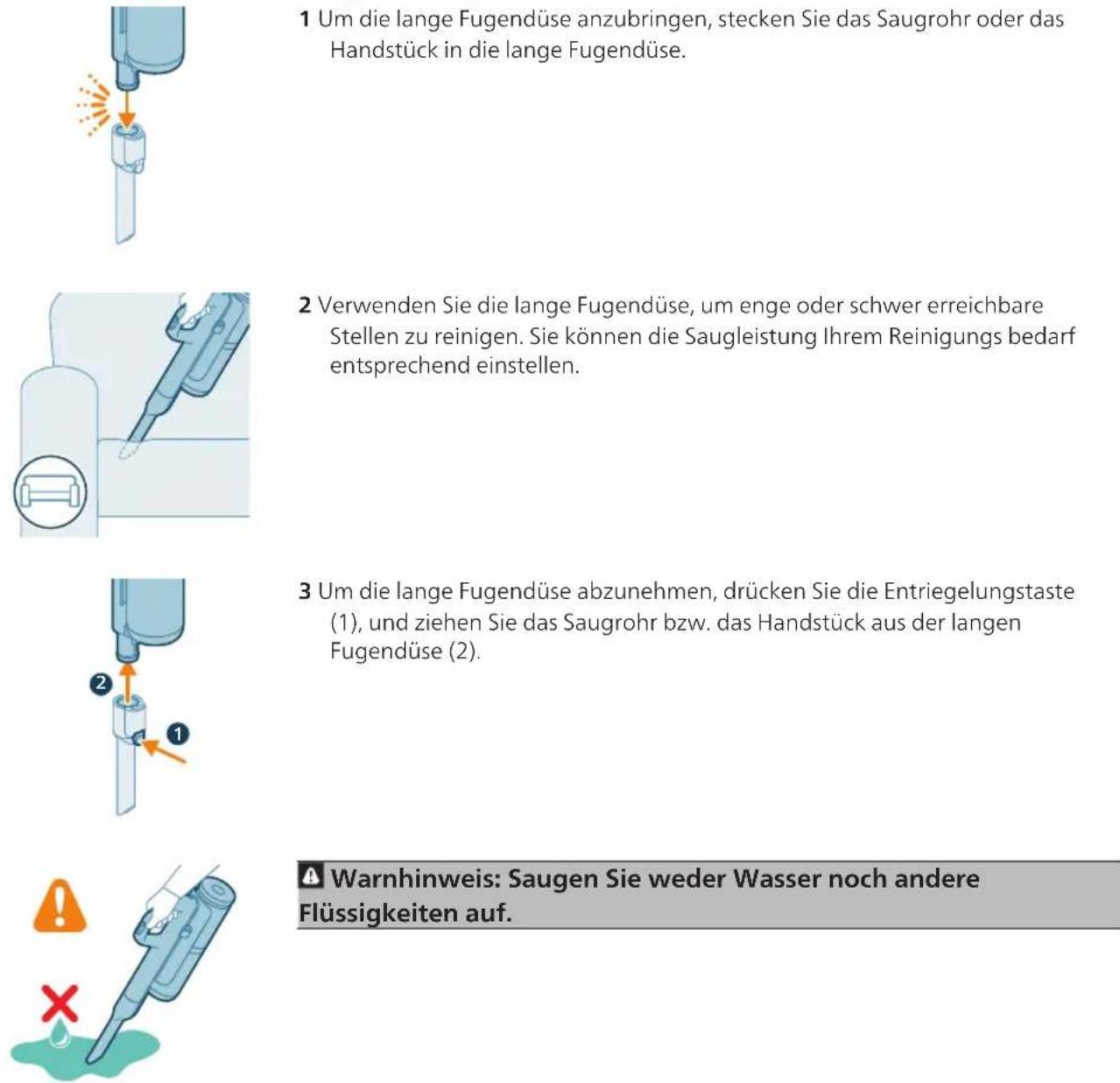 PHILIPS AquaTrio Series 7000 XW7264 - Verwenden der langen Fugendüse - 1