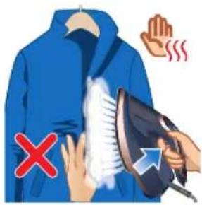 Illustration showing a hand washing clothes with a steam iron, indicating heat or cooling effect.