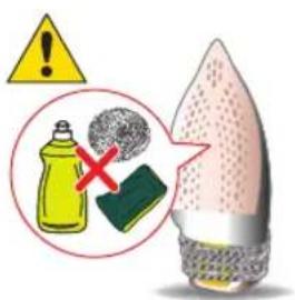 Warning symbol and product image showing a paint bottle, sponge, and paint plug with warning indicators