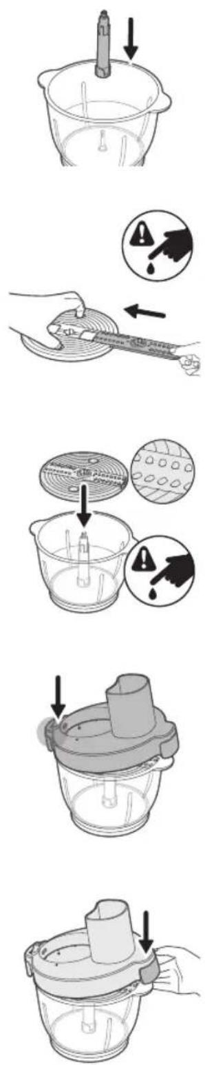 PHILIPS HR1507 - Používanie nadstavcov na krájanie/drvenie/granulovanie - 1
