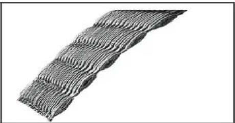 Close-up of a wavy, mesh-like material structure with no visible text or symbols