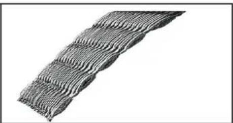 Close-up of a wavy, mesh-like material structure with no visible text or symbols