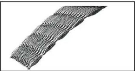 Close-up of a wavy, mesh-like material structure with no visible text or symbols