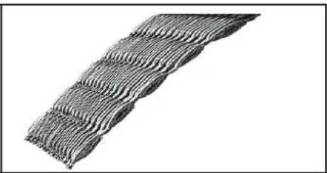 Close-up of a wavy, textured metallic or woven material surface (no text or symbols visible)