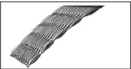 Close-up of a wavy, textured metallic or woven material surface (no text or symbols visible)
