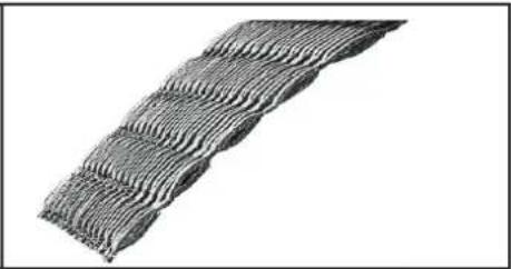 Close-up of a wavy, mesh-like material structure with no visible text or symbols