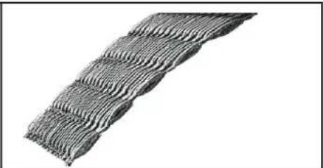 Close-up of a wavy, layered material structure with no visible text or symbols