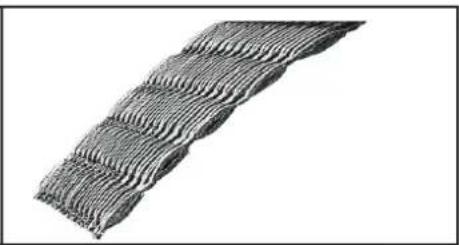 Close-up of a wavy, mesh-like material structure with no visible text or symbols