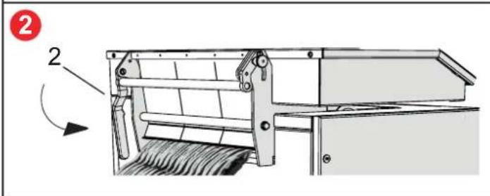 Technical diagram of a mechanical device with labeled components and directional arrow indicating rotation or movement.
