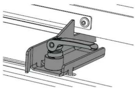 Mechanical assembly diagram showing a bracket with mounting holes and a central component (no text or symbols)