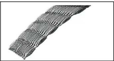 Close-up of a wavy, mesh-like material structure with no visible text or symbols