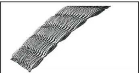 Close-up of a wavy, mesh-like material structure with no visible text or symbols