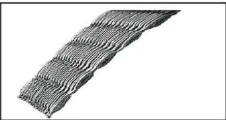 Close-up of a wavy, mesh-like material structure with no visible text or symbols