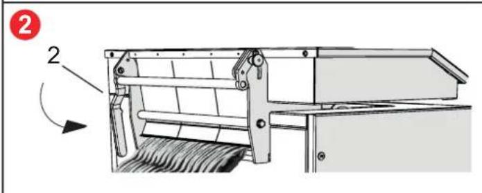 Technical diagram of a mechanical device with labeled components and directional arrow indicating rotation or movement.