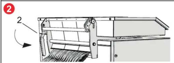 Technical diagram of a mechanical device with labeled components and directional arrow indicating rotation or movement.