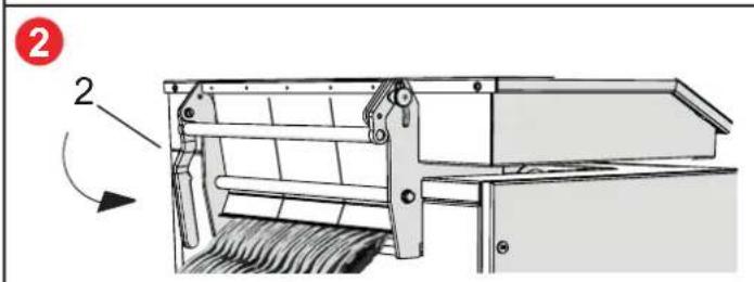 Technical diagram of a mechanical device with labeled components and directional arrow indicating rotation or movement.