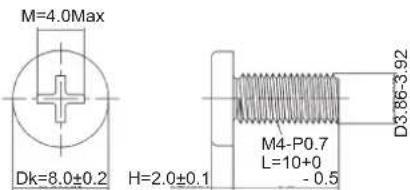 M=4.0Max Dk=8.0±0.2 H=2.0±0.1 M4-P0.7 L=10+0 - 0.5 D3.86-3.92