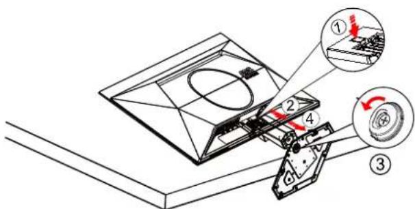 Technical diagram showing mechanical assembly with numbered components and directional arrows indicating motion or force