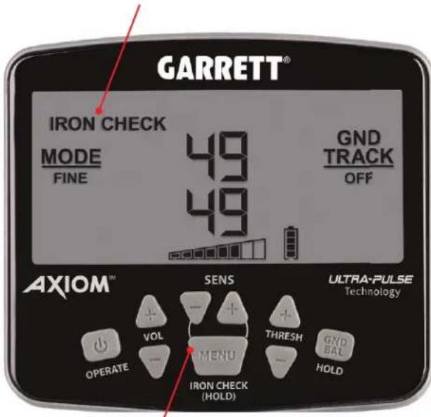 GARRETT Axiom Lite - Pour utiliser la fonction iron check : - 1