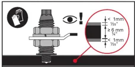 < 1mm ½s" ≥ 6 mm ¼" < 1mm ½s"