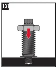 Close-up of a bolt with a red arrow indicating compression or dislocation (no text or symbols)