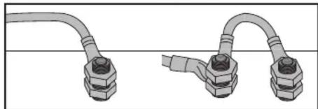 Diagram of two types of electrical connectors with metal contacts, no text or symbols present