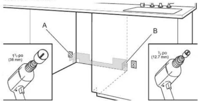 Crosley CDBW4400SS - Emplacement des trous à percer – nouvelle construction - 1