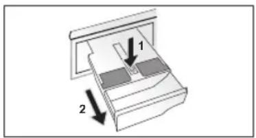 Diagram showing a device with labeled parts and directional arrows indicating movement or force