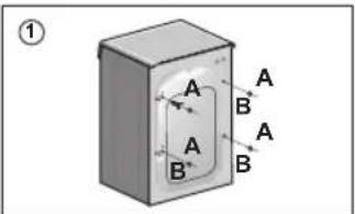 Diagram showing a mechanical device with a dashed outline and a magnified view of its internal structure, labeled with number ②.
